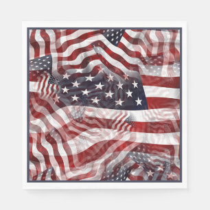 Serviette En Papier Drapeau américain Rouge Bleu Bleu Grilles Étoiles 
