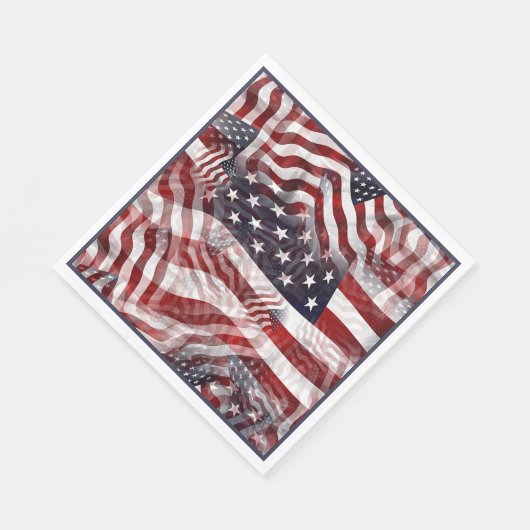 Serviette En Papier Drapeau américain Rouge Bleu Bleu Grilles Étoiles (Coin)