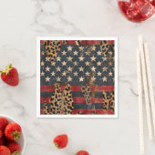 Serviette En Papier Drapeau américain rustique imprimé léopard (3) (En situation)