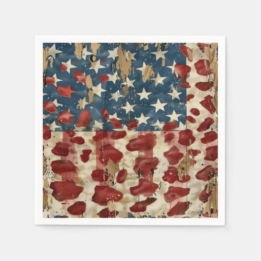 Serviette En Papier Drapeau américain rustique imprimé léopard (6) (Devant)
