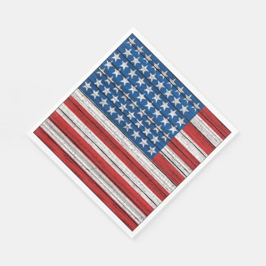 Serviette En Papier Drapeau Américain sur Motif Patiné en bois (Coin)