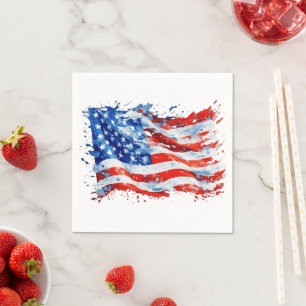 Serviette En Papier Drapeau américain USA Aquarelle 4 juillet