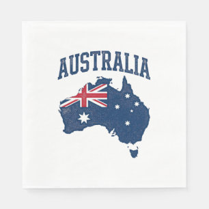 Serviette En Papier Drapeau Australie Carte Graphique Vintage en détre