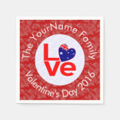 Serviette En Papier Drapeau australien Coeur rouge AMOUR (Devant)