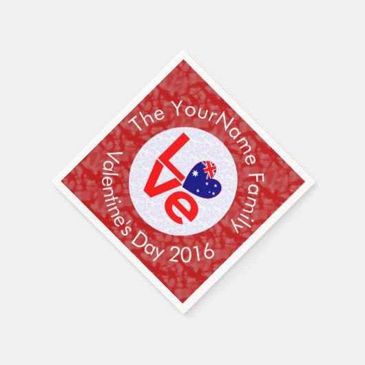 Serviette En Papier Drapeau australien Coeur rouge AMOUR (Coin)