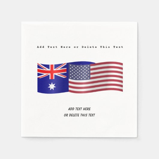 Serviette En Papier Drapeau australien et américain ajouter du texte (Devant)