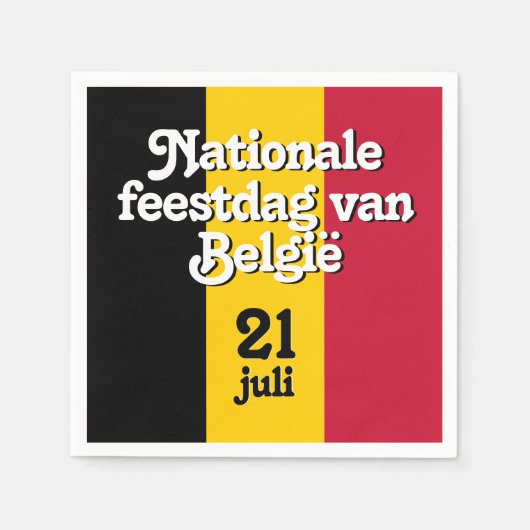 Serviette En Papier Drapeau belge néerlandais Fête nationale van Belgi (Devant)