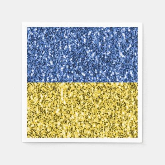 Serviette En Papier Drapeau bleu jaune Ukraine parties scintillant fau (Devant)