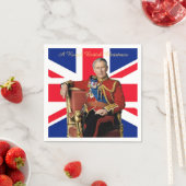Serviette En Papier Drapeau britannique King Charles III Salutation de (En situation)