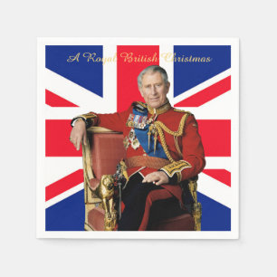 Serviette En Papier Drapeau britannique King Charles III Salutation de