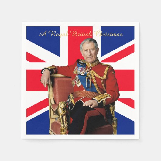 Serviette En Papier Drapeau britannique King Charles III Salutation de (Devant)