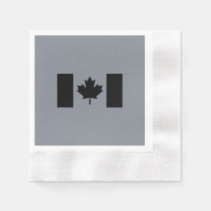 Serviette En Papier Drapeau canadien en noir