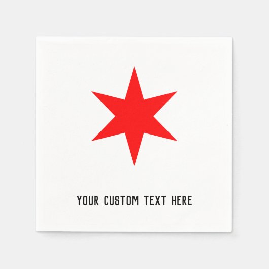 Serviette En Papier Drapeau Chicago personnalisé Modèle étoile rouge 6 (Devant)