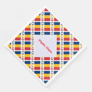 Serviette En Papier Drapeau de Chad en carrelage avec nom rouge person