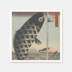 Serviette En Papier Drapeau de fête du poisson Koi Hiroshige japonais
