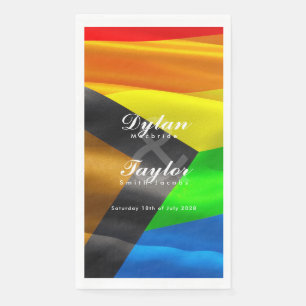 Serviette En Papier Drapeau de fierté de mariage gay Typographie