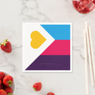 Serviette En Papier Drapeau de fierté polyamoureuse tricolore de Slipp