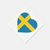 SERVIETTE EN PAPIER DRAPEAU DE FORME CARDIAQUE SUÈDE (Coin)