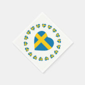 SERVIETTE EN PAPIER DRAPEAU DE FORME CARDIAQUE SUÈDE (Coin)