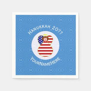 Serviette En Papier Drapeau de Hanukkah USA Angel Cheveux Rouges Perso