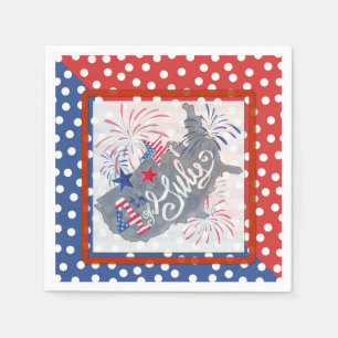 Serviette En Papier Drapeau de la carte Patriotique 4 juillet Amérique