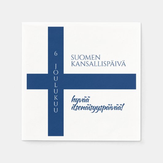 Serviette En Papier Drapeau de la fête nationale finlandaise (Devant)