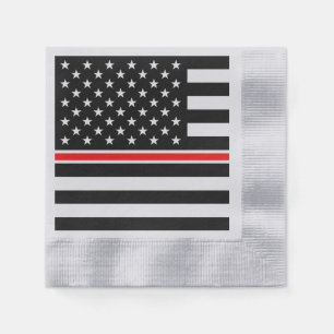 Serviette En Papier Drapeau de la ligne rouge mince : Mémorial des hér