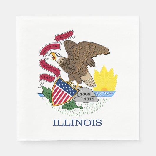 Serviette En Papier Drapeau de l'État de l'Illinois (Devant)
