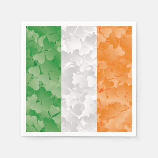 Serviette En Papier Drapeau de l'Irlande avec motif shamrock (Devant)