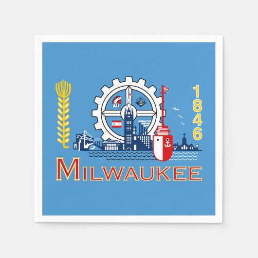 Serviette En Papier Drapeau de Milwaukee, Wisconsin Napkins (Devant)