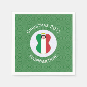 Serviette En Papier Drapeau de Noël d'ange italien personnalisé 