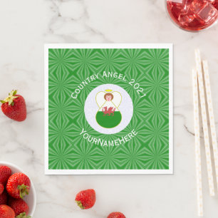 Serviette En Papier Drapeau de Noël personnalisé Welsh Angel
