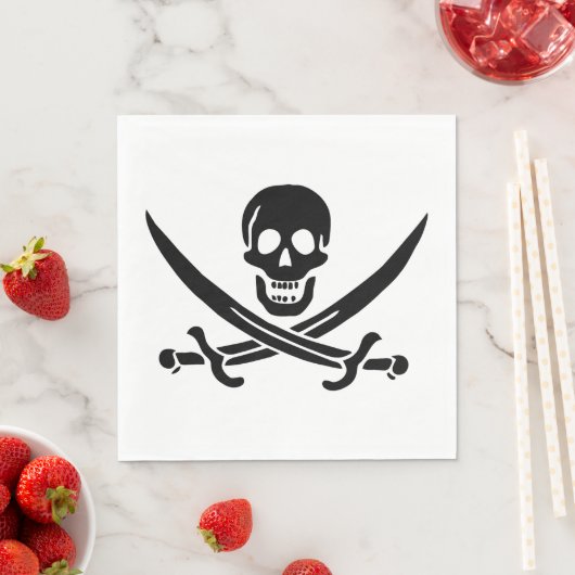 Serviette En Papier Drapeau de pirate Crâne croisé épées (En situation)