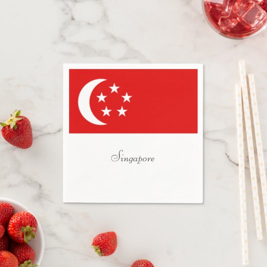Serviette En Papier Drapeau de Singapour, étiqueté (En situation)