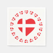 SERVIETTE EN PAPIER DRAPEAU EN FORME DE COEUR DANEMARK (Devant)