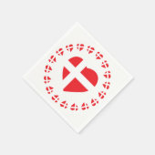 SERVIETTE EN PAPIER DRAPEAU EN FORME DE COEUR DANEMARK (Coin)
