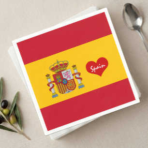 Serviette En Papier Drapeau espagnol avec cœur rouge mode /supporters