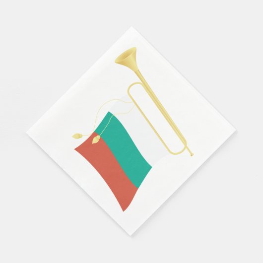 Serviette En Papier Drapeau Et Bugle bulgare (Coin)