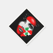 Serviette En Papier Drapeau et carte du Liban sur le visage de la fill (Coin)