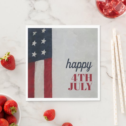 Serviette En Papier Drapeau étoilé rouge blanc bleu Inv 4 juillet (En situation)
