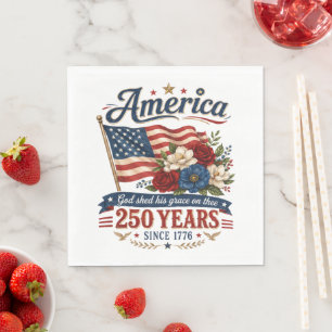 Serviette En Papier Drapeau floral 250 ans d'Amérique