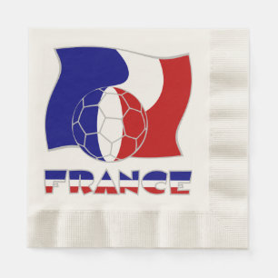 Serviette En Papier Drapeau français avec ballon de football