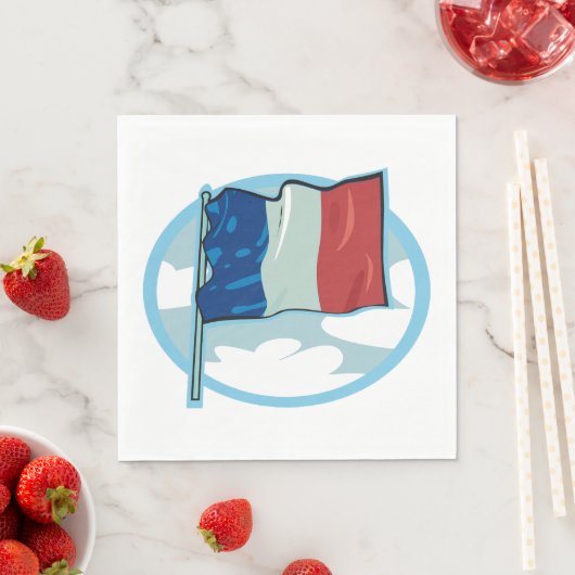 Serviette En Papier Drapeau Français Rouge Blanc Bleu Naples (En situation)