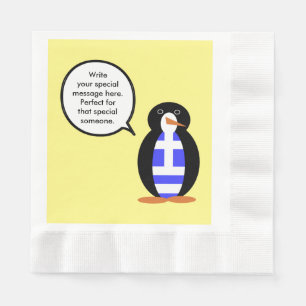 Serviette En Papier Drapeau grec pingouin parlant personnalisé