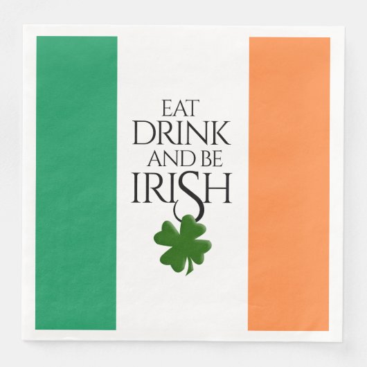 Serviette En Papier Drapeau irlandais pour boire et être shamrock (Devant)