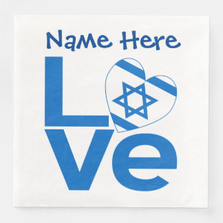 Serviette En Papier Drapeau israélien Cœur Bleu AMOUR Fête Personnalis