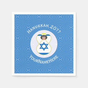 Serviette En Papier Drapeau israélien d'ange de Hanukkah Personnalisé 