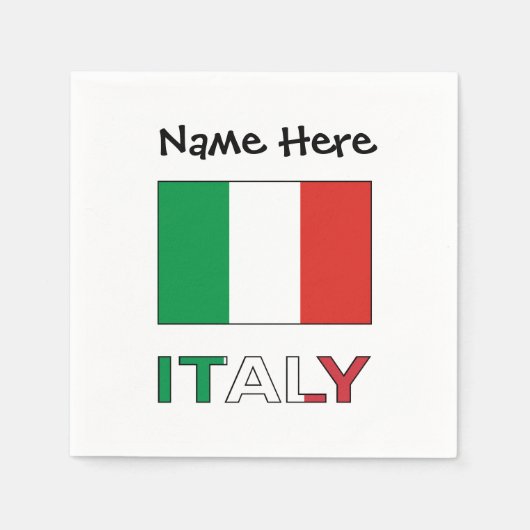 Serviette En Papier Drapeau italien avec votre nom (Devant)