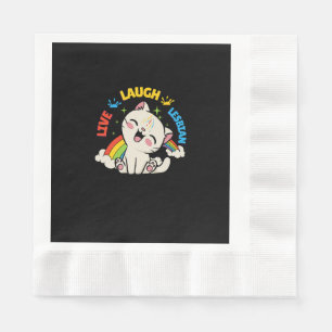Serviette En Papier Drapeau lesbien Vivre Rire Chat Arc-en-ciel Mois d