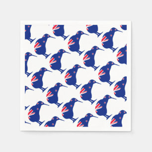 Serviette En Papier Drapeau néo-zélandais avec Kiwi SIlhouette